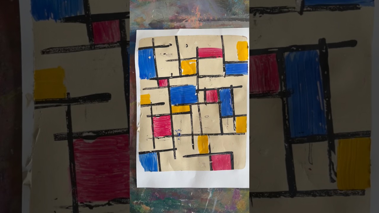 Multi layer gel plate print | Inspired by Mondrian