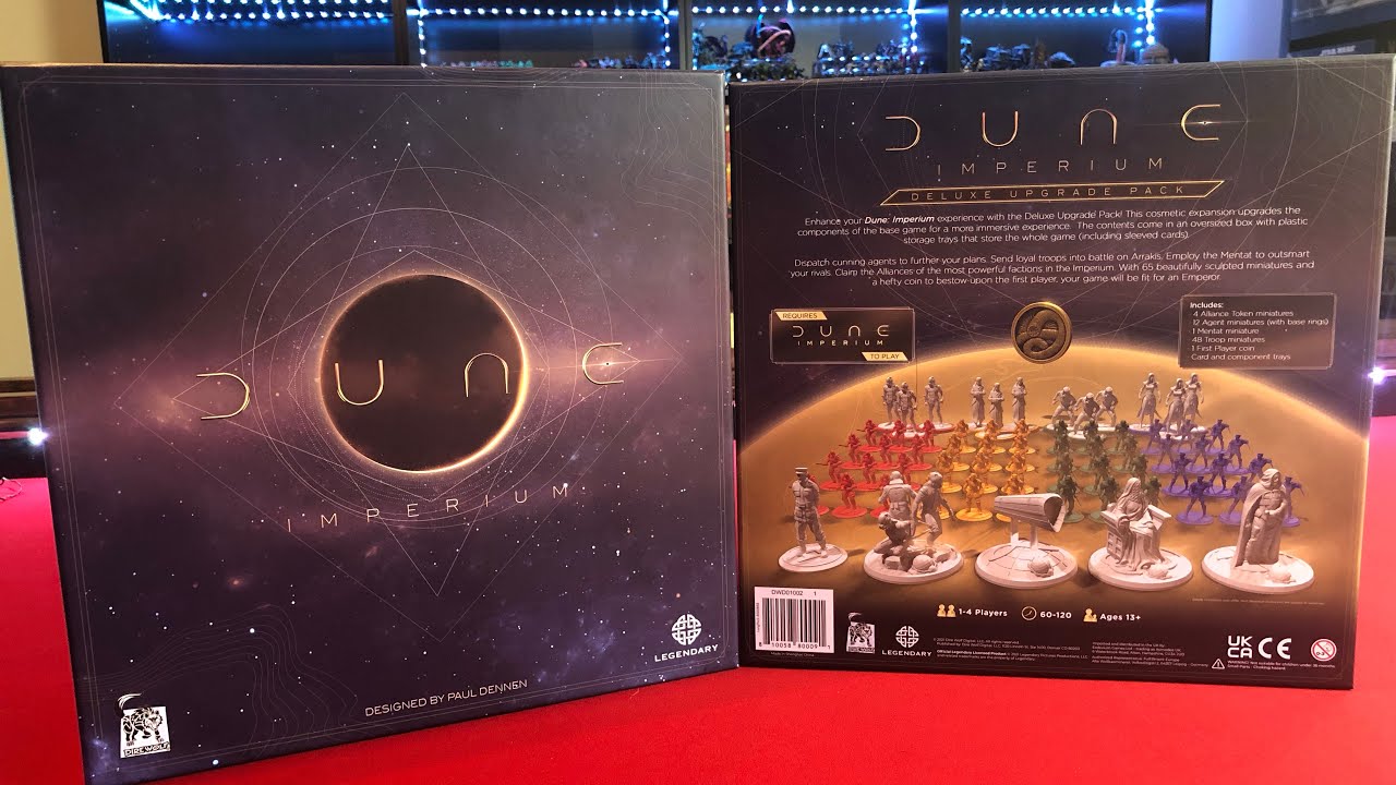 Dune Imperium Deluxe Upgrade Pack unboxing and component overview.