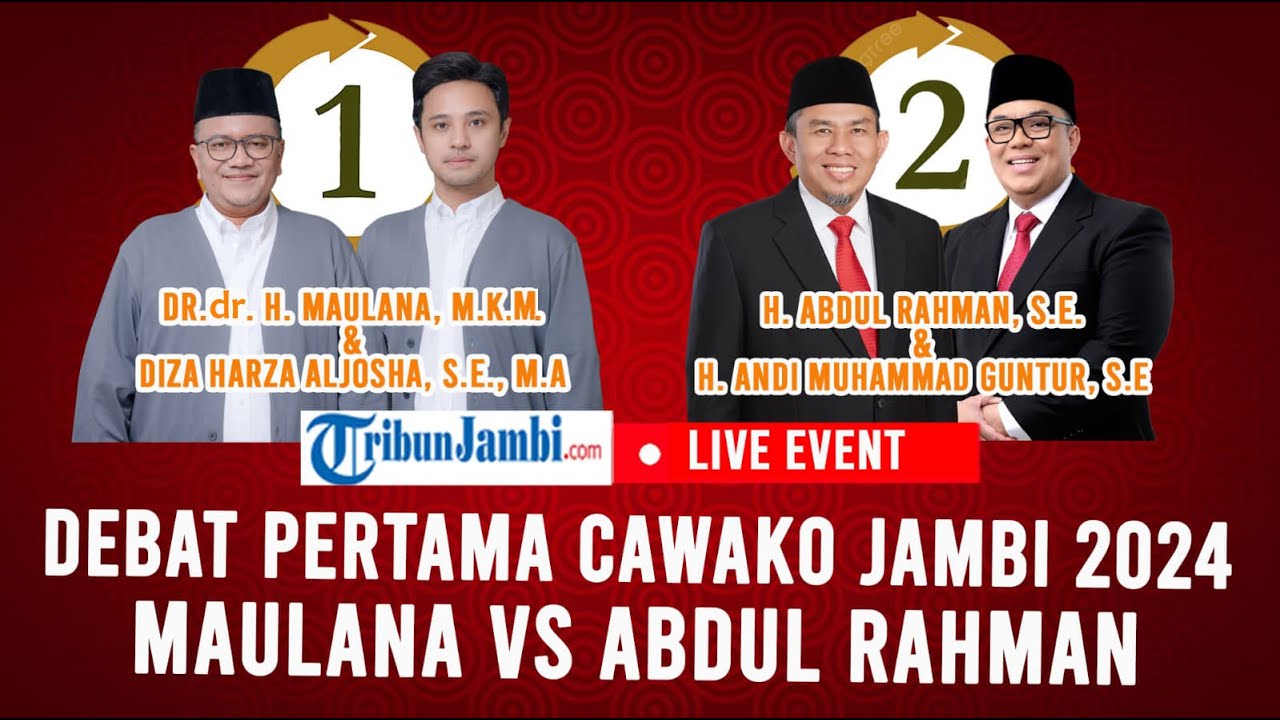 🔴Debat Pertama Calon Walikota Jambi 2024, Adu Visi Misi Maulana VS Abdul Rahman