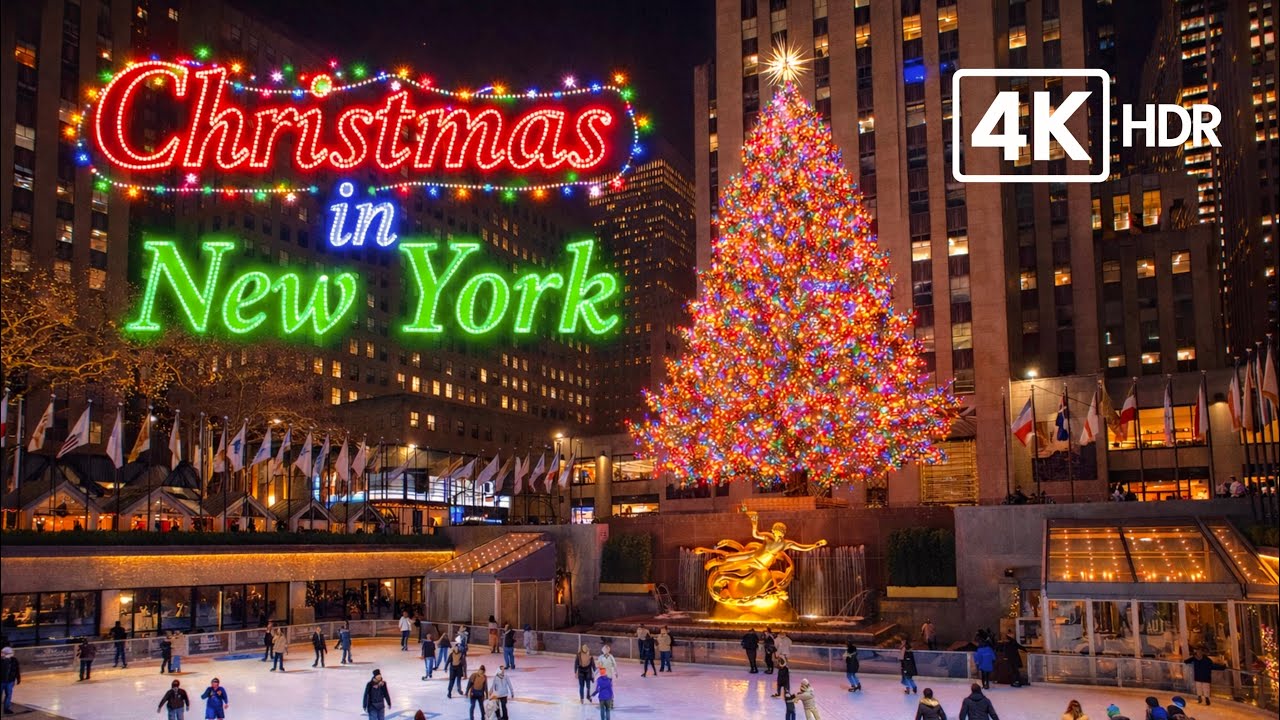 Christmas in New York City 🎄🎅🗽🎁 | Rockefeller Center Christmas Tree | 4K walking tour | 4K HDR 60fps