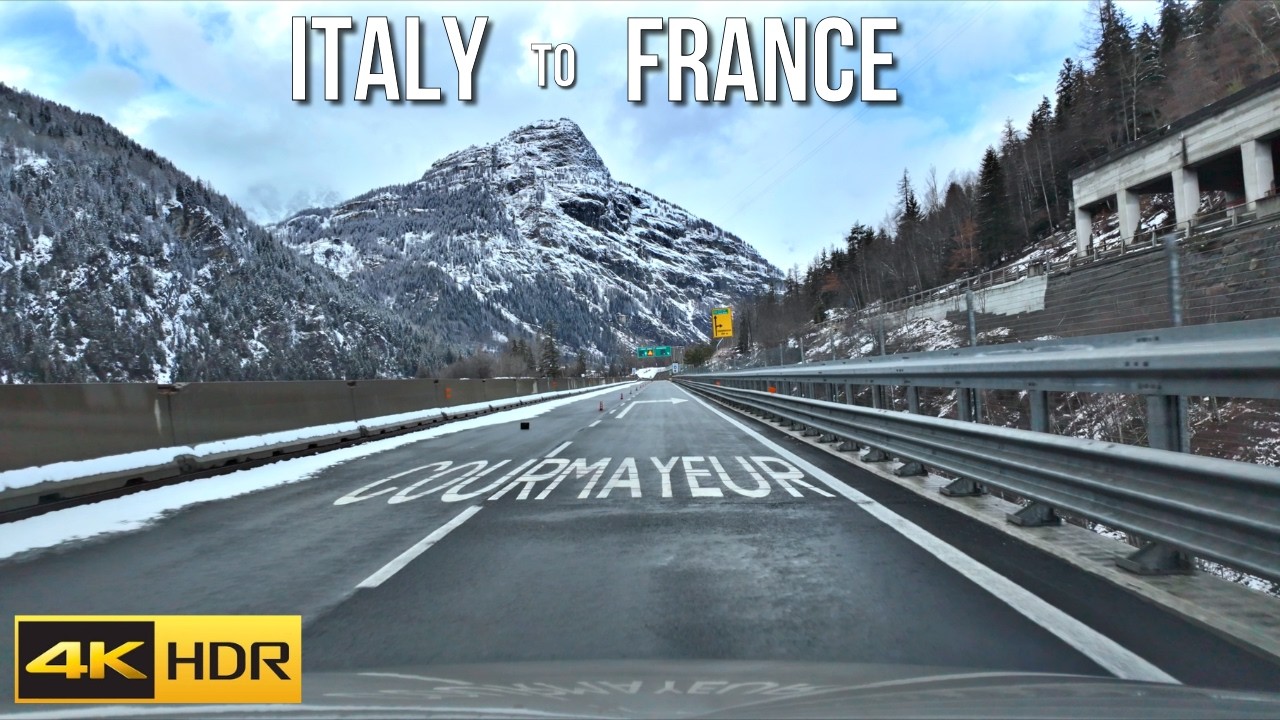 4K60 Driving Through Mont Blanc Tunnel | Winter Alps Drive Italy to France [HDR] 🏔️