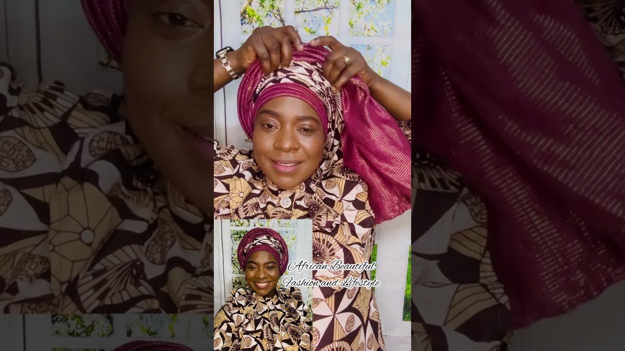 Quick DIY two colors African Ankara and Aso oke Gele Head wrap Combo for Beginners on Yourself