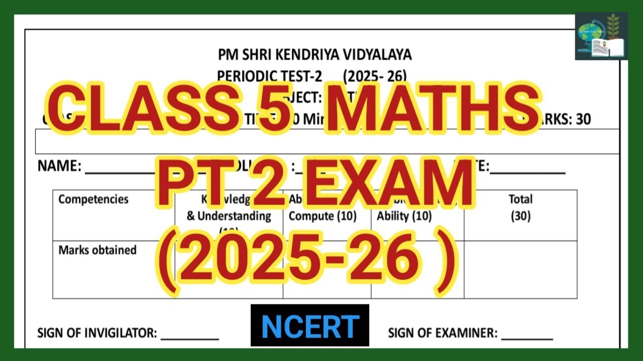 CLASS 5 MATHS  PT 2 EXAM SAMPLE PAPER 2025-26 |NCERT 