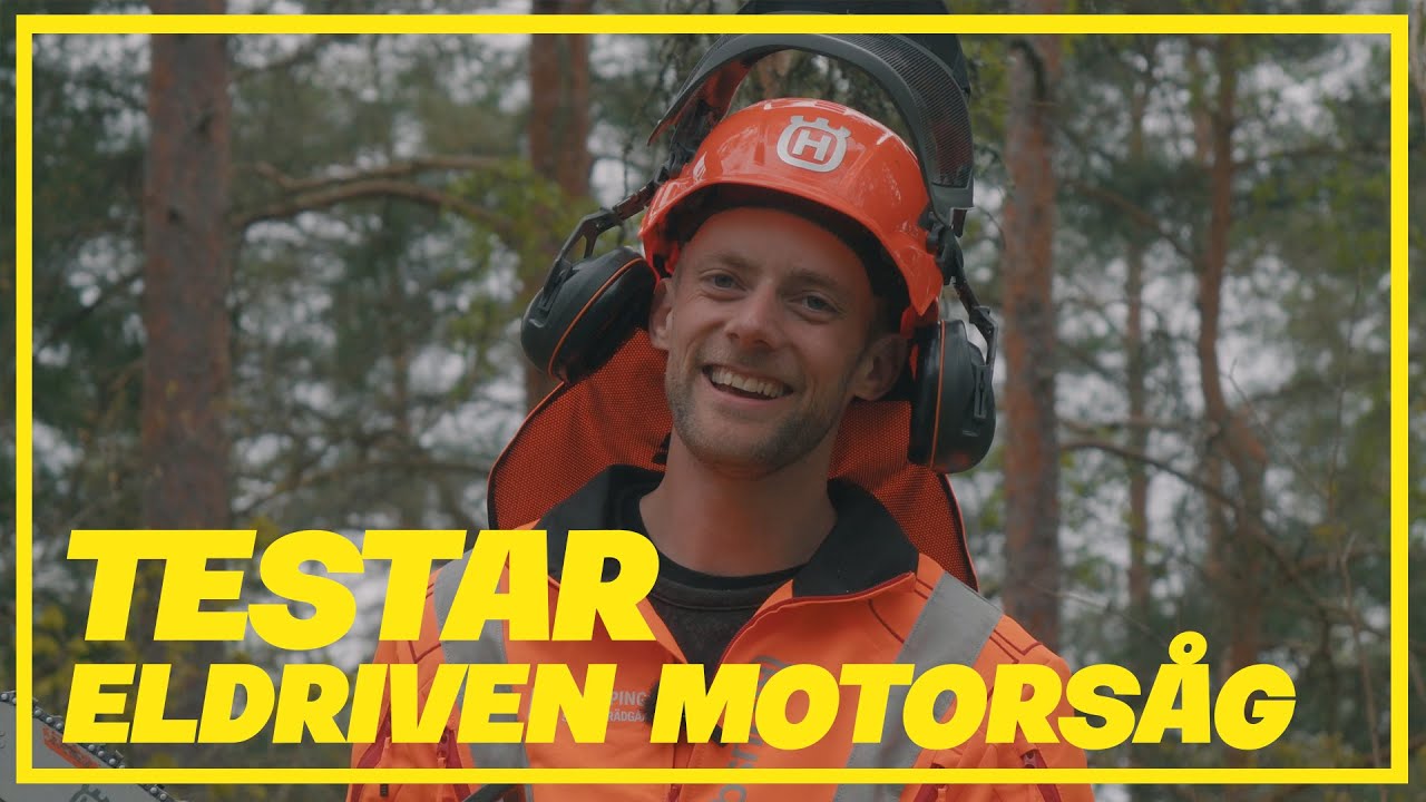 Testar Husqvarnas eldrivna motorsåg!