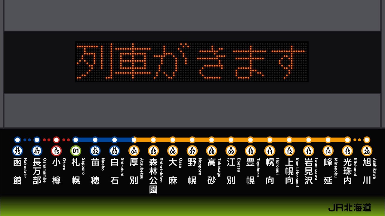 JR北海道　函館本線　森林公園駅　接近放送　（接近表示器再現）