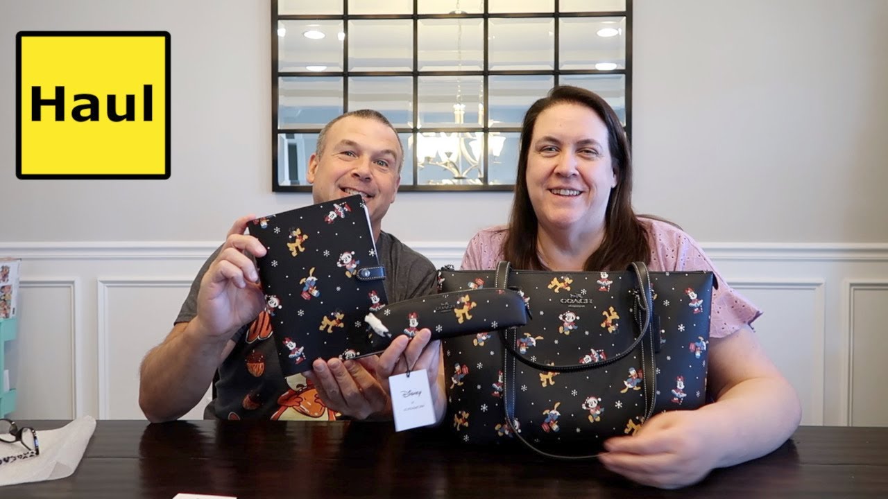 Coach Disney Holiday Print Gallery Tote + Goodies Handbag Purse Review Unboxing