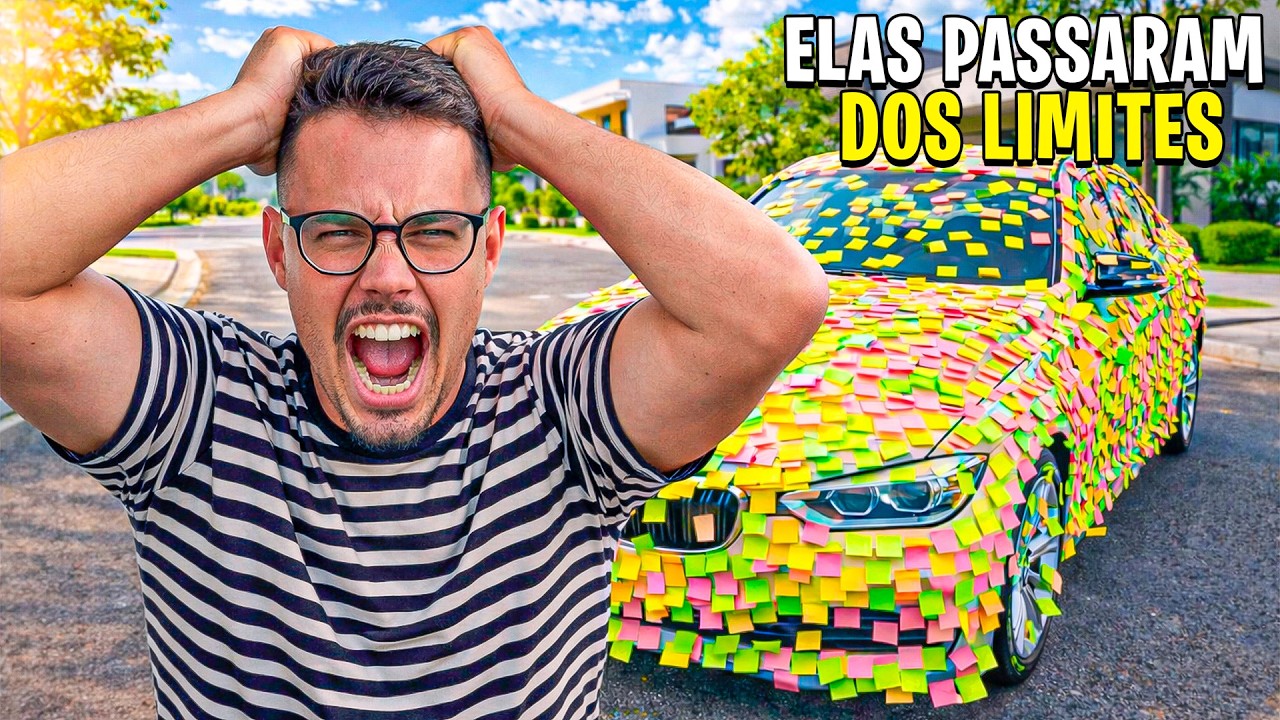 ENCHI O CARRO NOVO DO MEU MARIDO DE POST IT *ele fico bravo