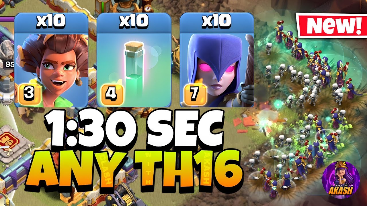 TH16 Root Rider Witch attack Strategy !! Best Th16 Attack Strategy in Clash of Clans 🔥