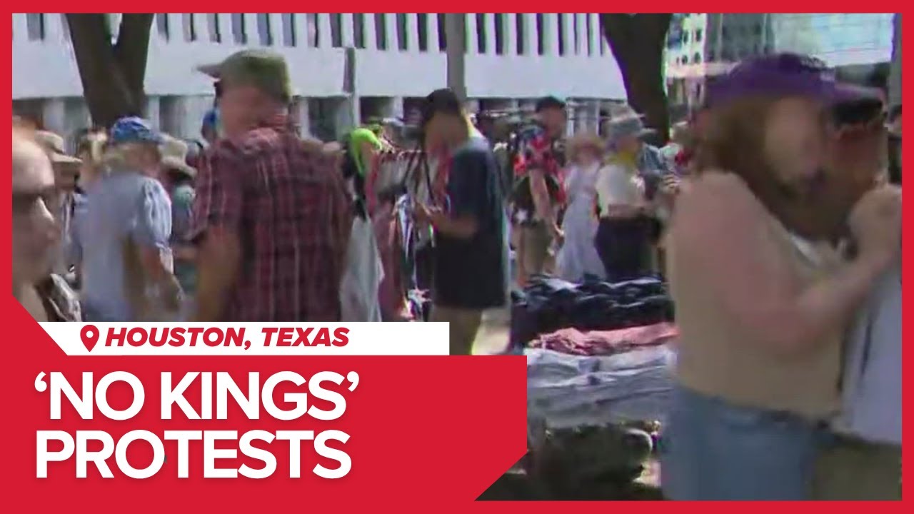 ‘No Kings’ march fills downtown as thousands reach Houston City Hall to protest Trump-era leadership