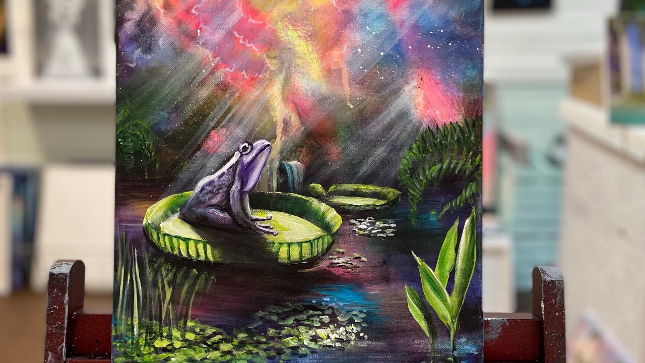 How To Paint “Frog On A Lilypad” acrylic painting tutorial