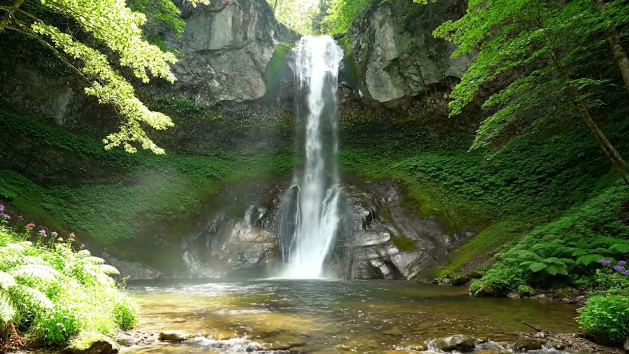 Realtime Vibrant Forest Waterfall - Ultra Hd 4K Nature Sounds - 10 Hours Loop video for Sleep
