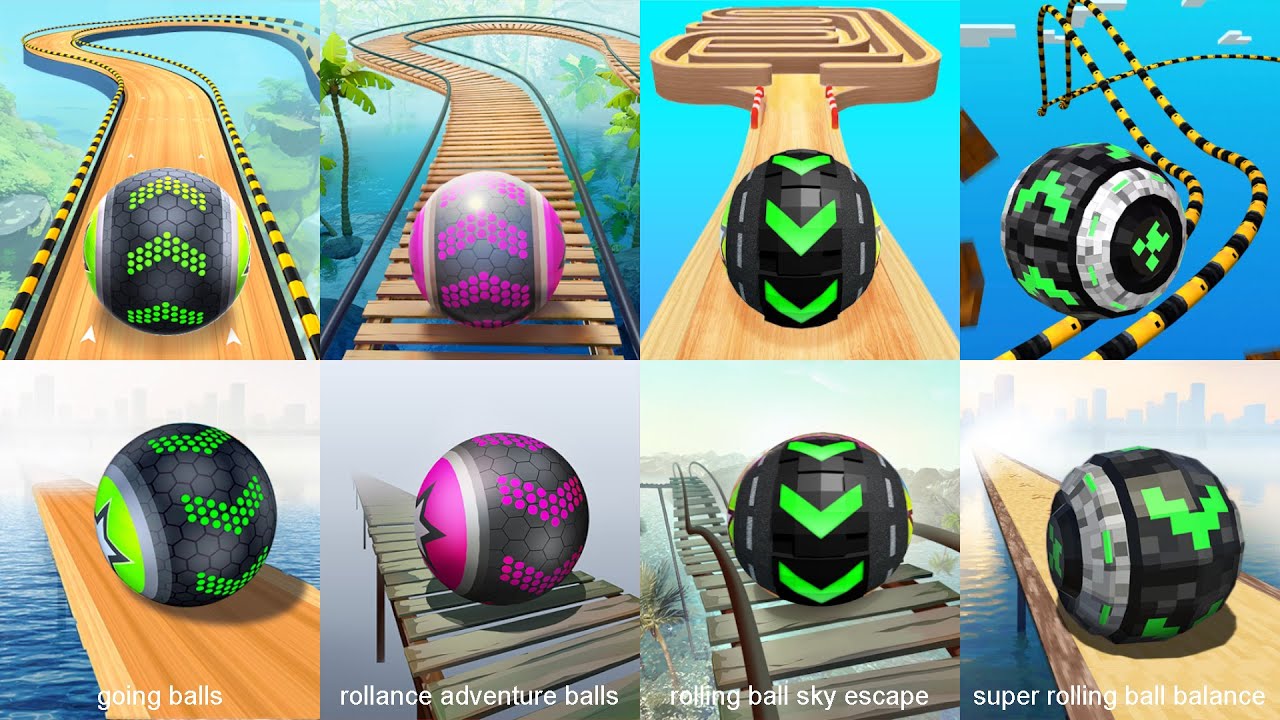 Going balls vs rollance adventure balls, rolling ball sky escape, super rolling ball balance