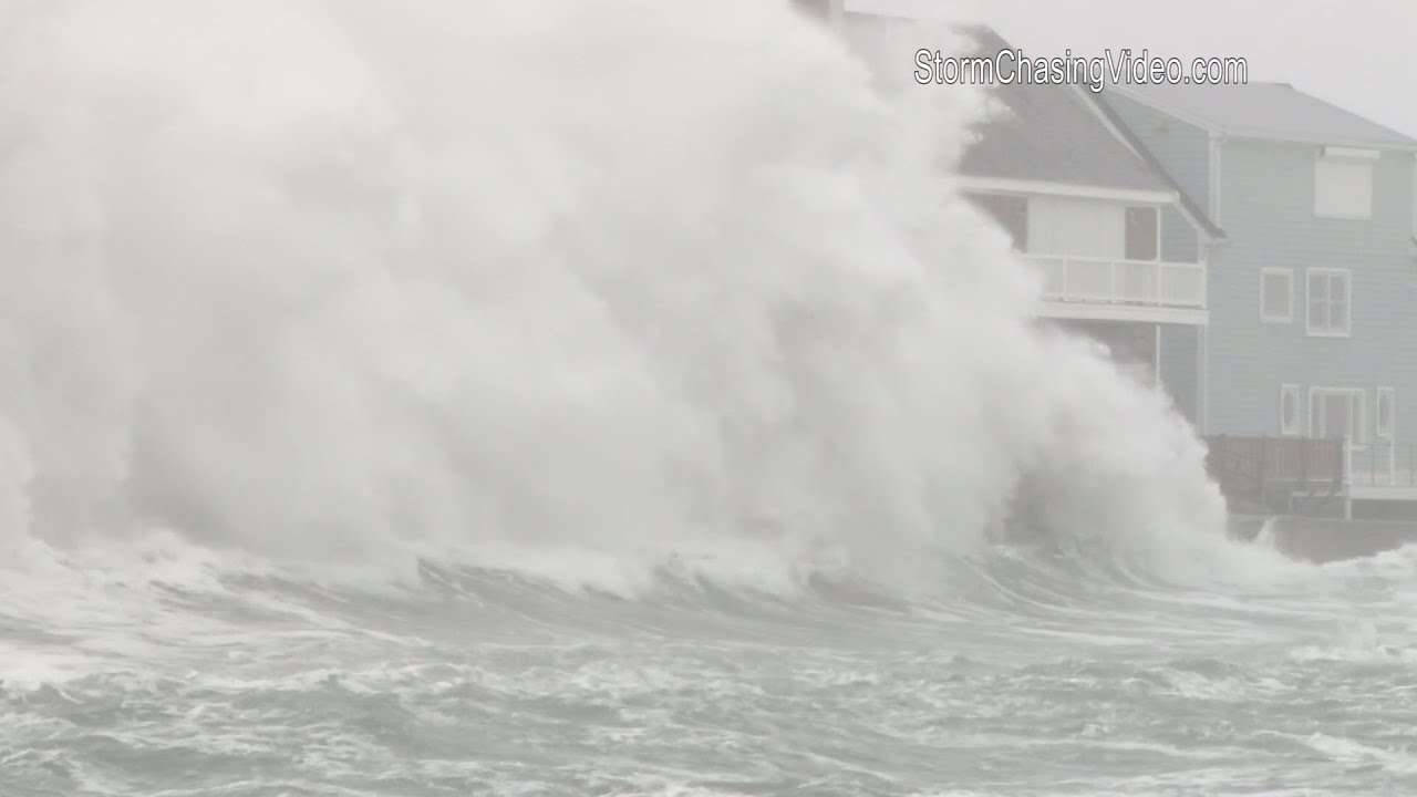 Huge waves and massive storm surge slams Scituate, MA - 2/8/2016