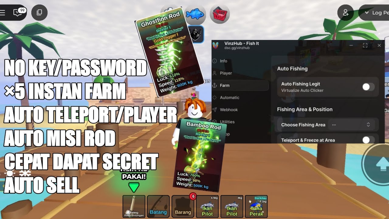 SCRIPT NEW VERSION VINZHUB TERGACOR 2025 | AUTO SELL AUTO FARM AUTO GOSTFIN NO KEY/PASSWORD 