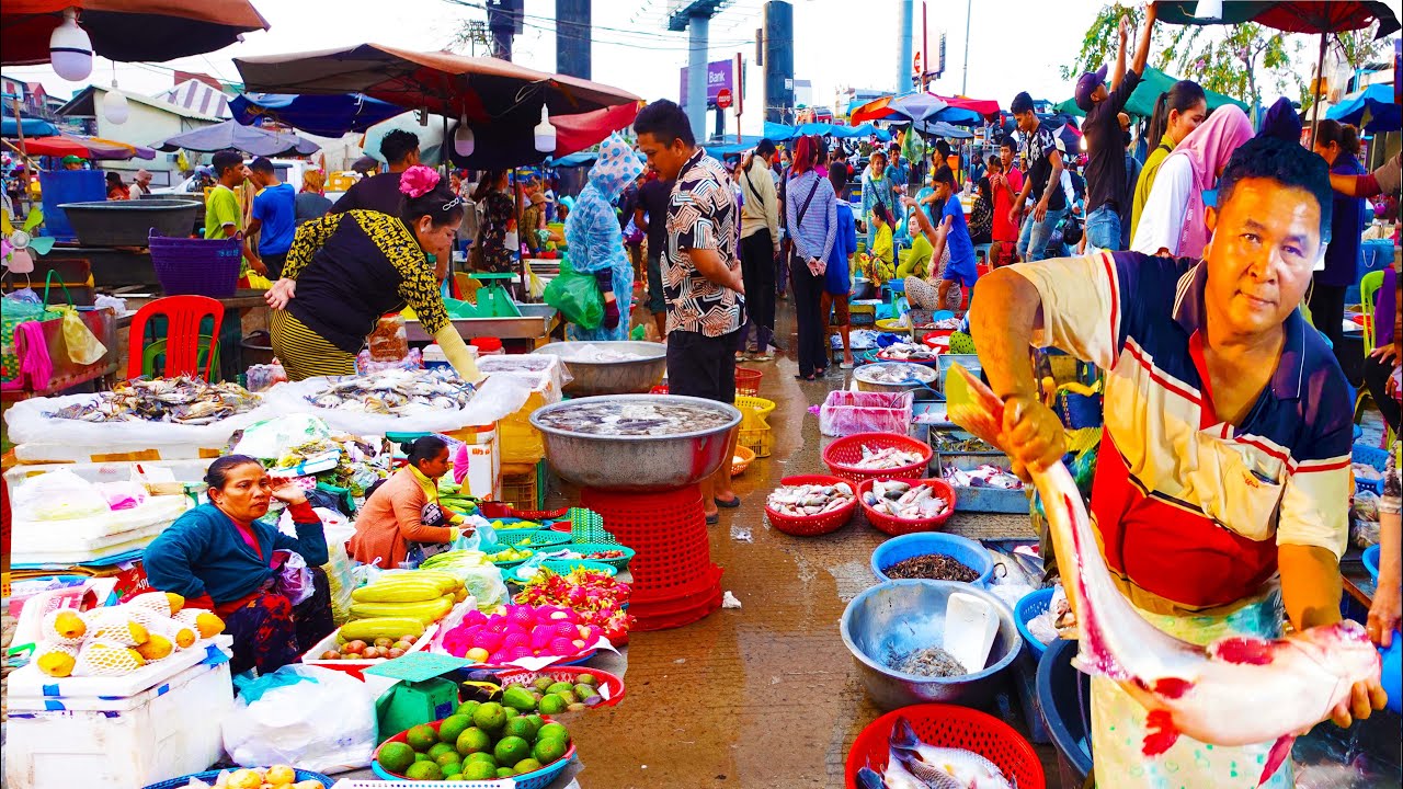 Food Rural TV, Fish, Shrimp, Prawn, Corn, Fruit - Best Cambodian Street Market Food