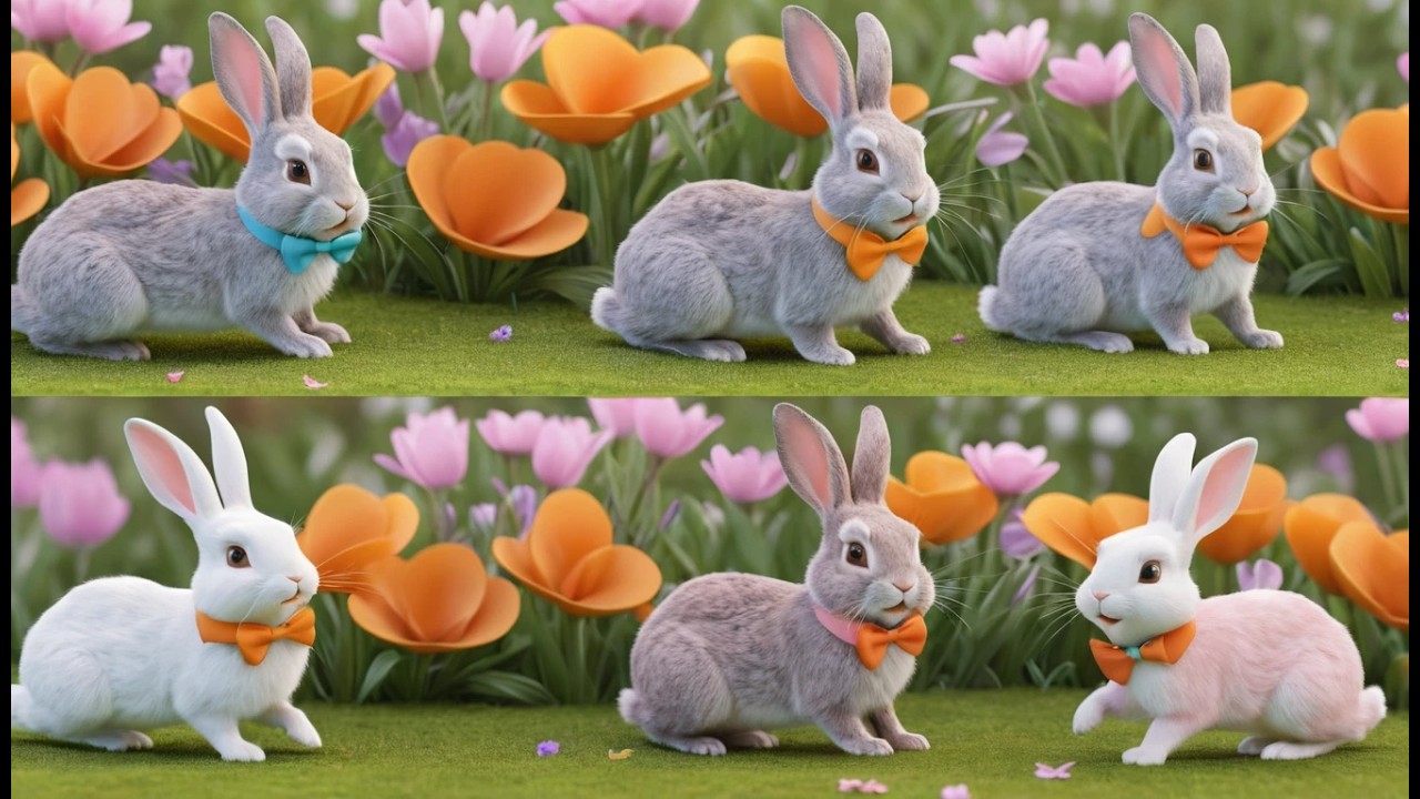 Five Little Rabbits Nibble Nibble Nibble | Farm Animal Songs & Counting Rhymes