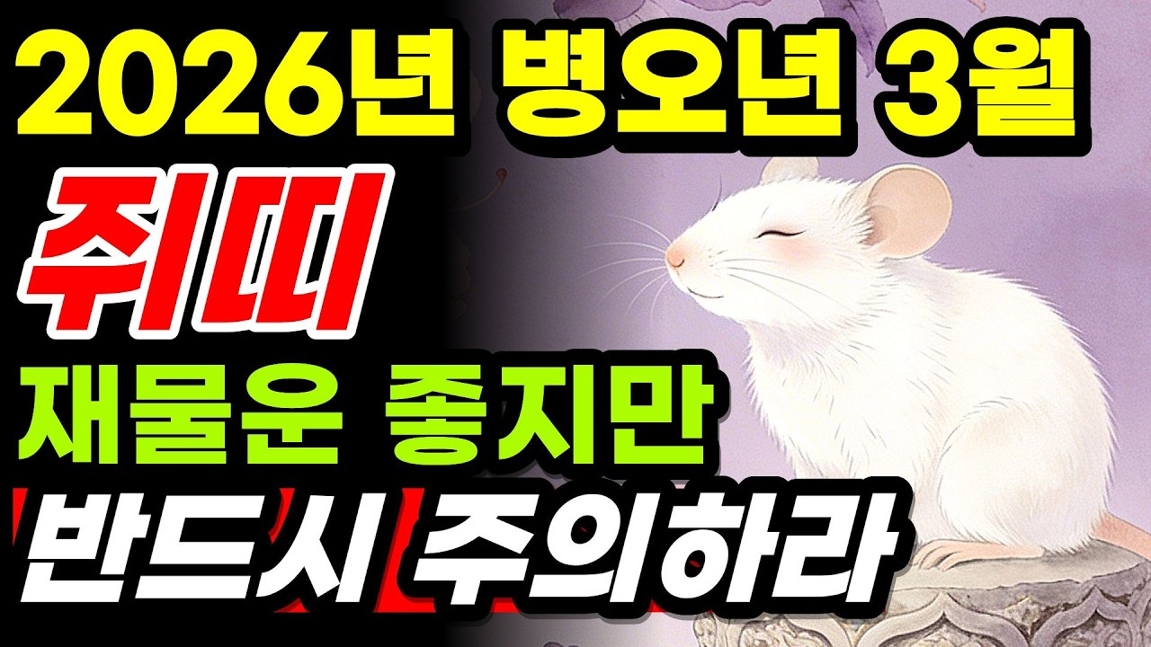 2026년 3월 쥐띠 운세ㅣ자오충 폭발! 막혔던 돈이 한꺼번에 터진다 ㅣ반드시 주의해야 할 행동