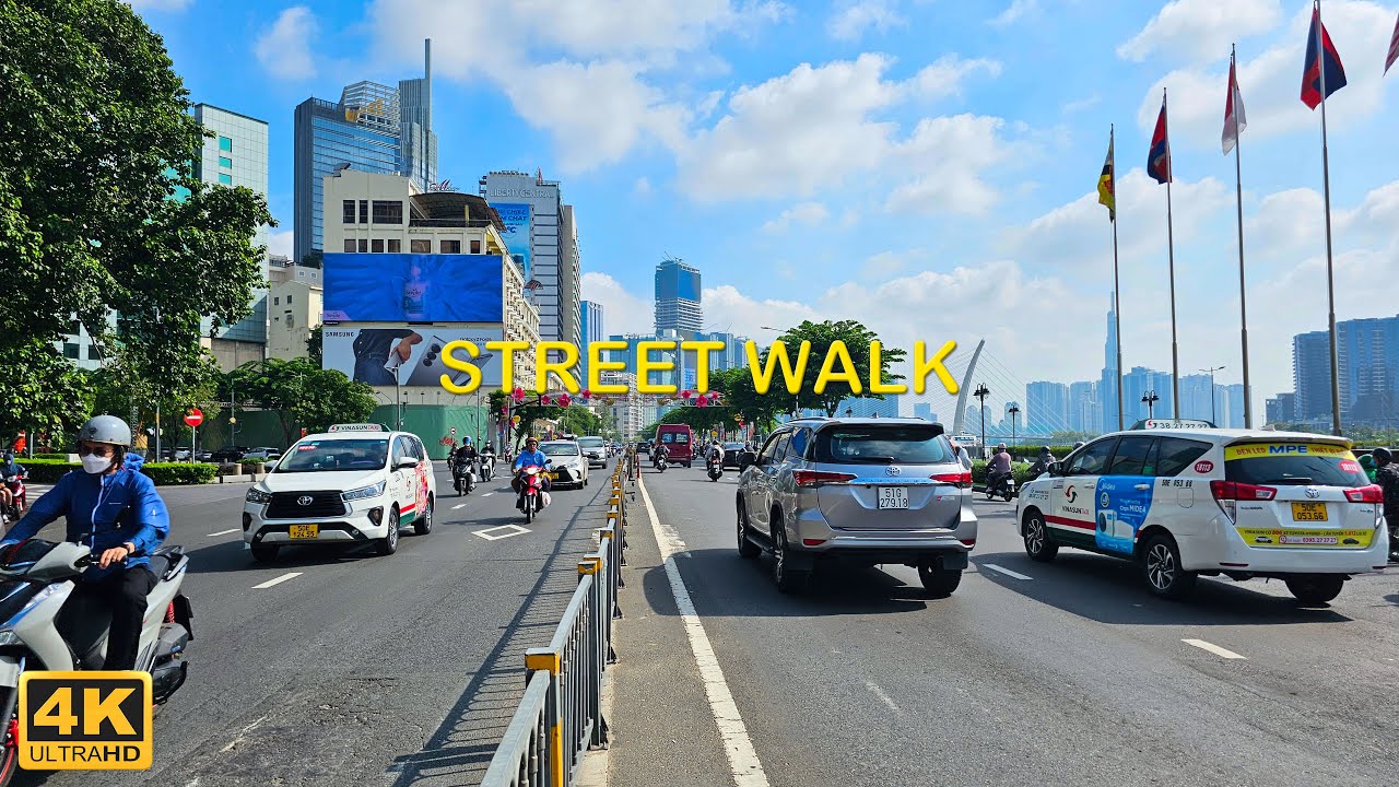 4K Walk Along Saigon River in Ho Chi Minh City, Vietnam During Rush Hour