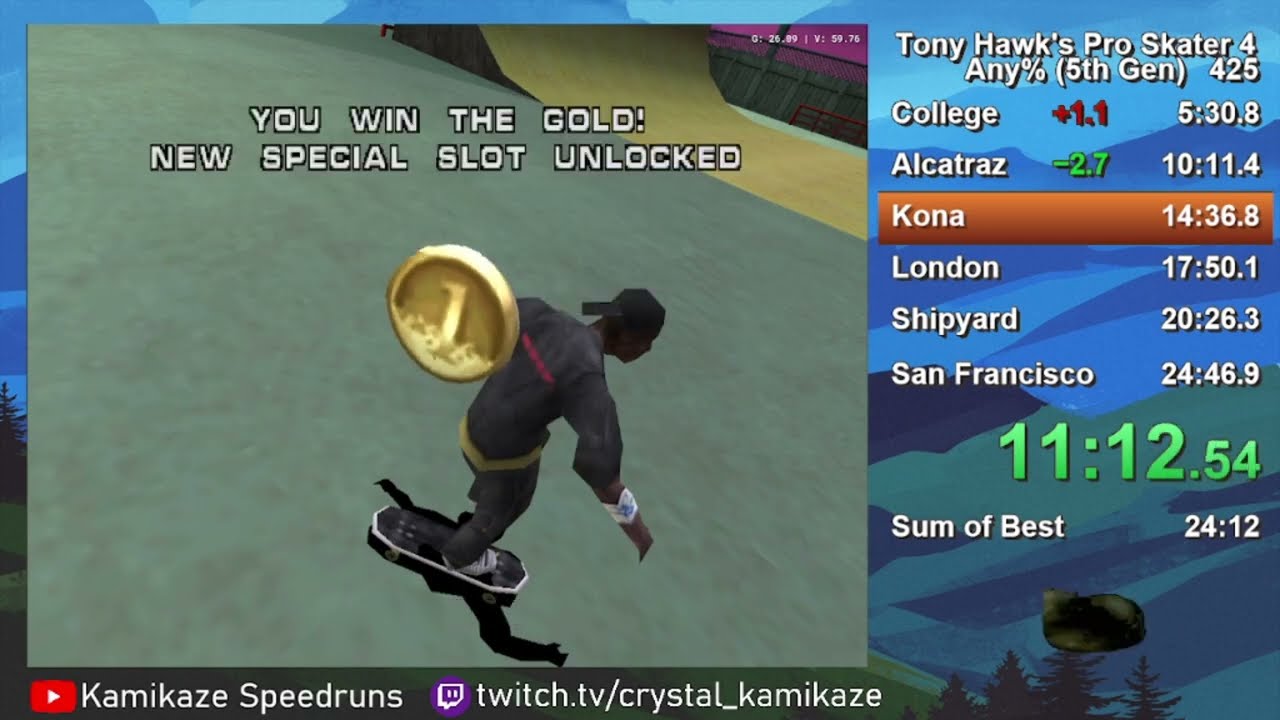 [WR] Tony Hawk's Pro Skater 4 (5th Gen): Any% - 24:34