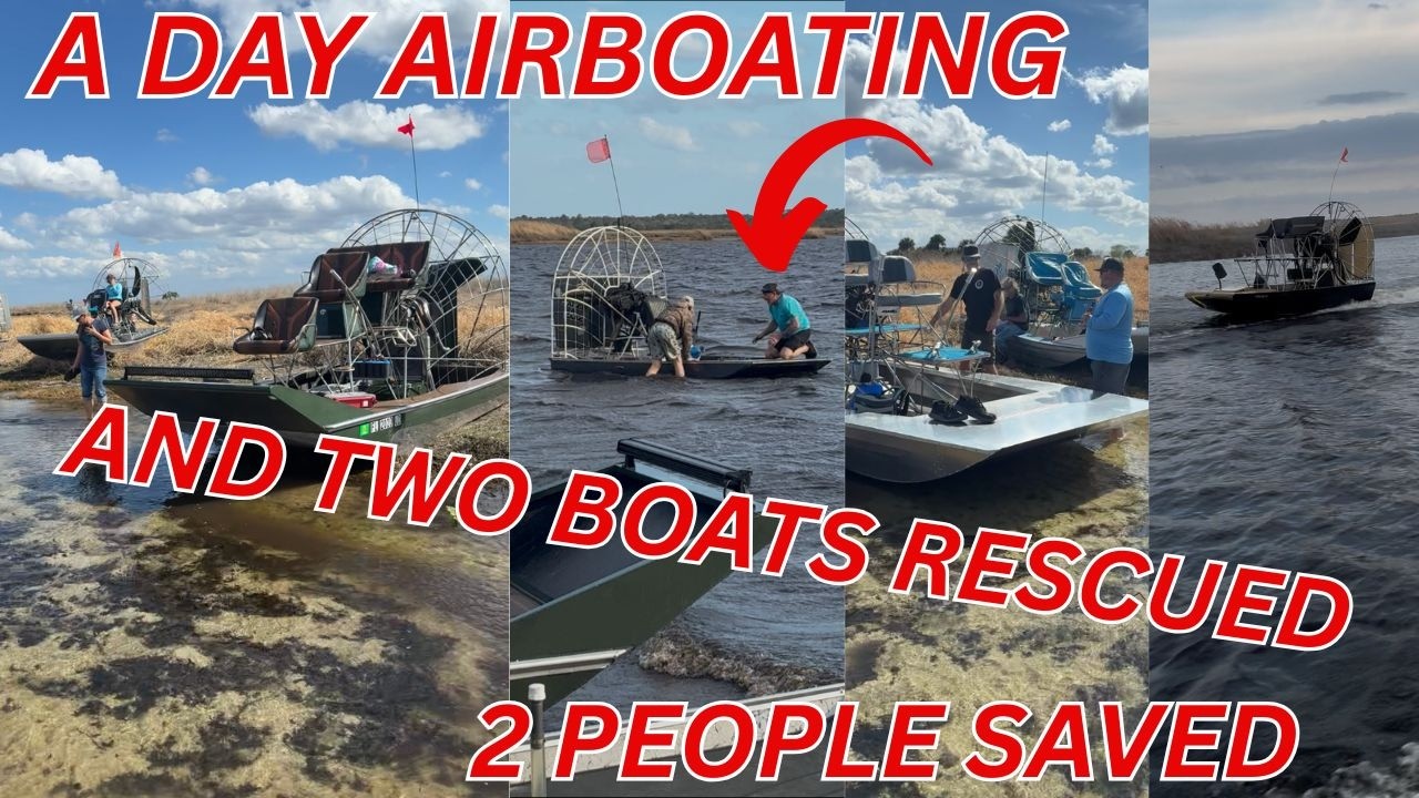 WE HAD TO SAVE 2 PEOPLE 2 AIRBOATS AND 1 DOG
