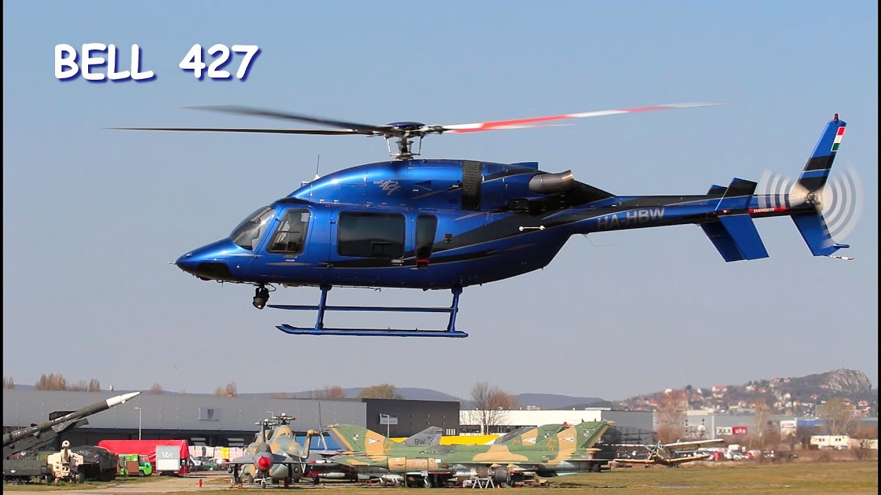 Bell 427 engine start & take off & landing at Budaörs Airfield LHBS, Hungary