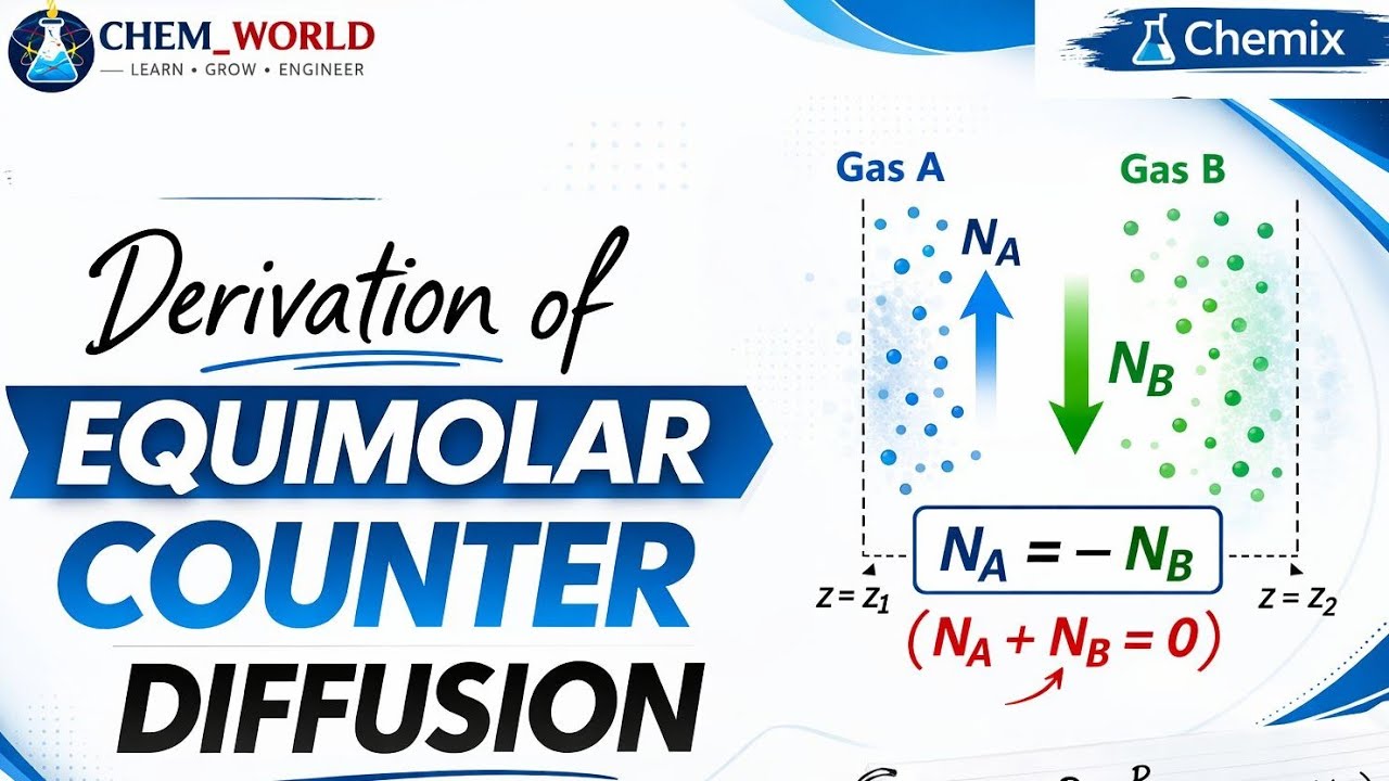 Derivation of Equimolar Counter Diffusion (EMCD) | #diffusion #masstransfer #chemicalengineering 