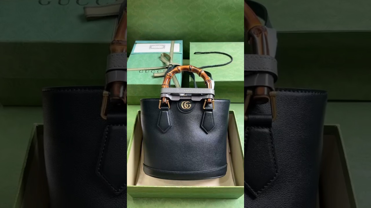 New GG Diana Collection Slub Small Tote Bag Black/Original Leather Shipment! 22 cm Model: 750396.