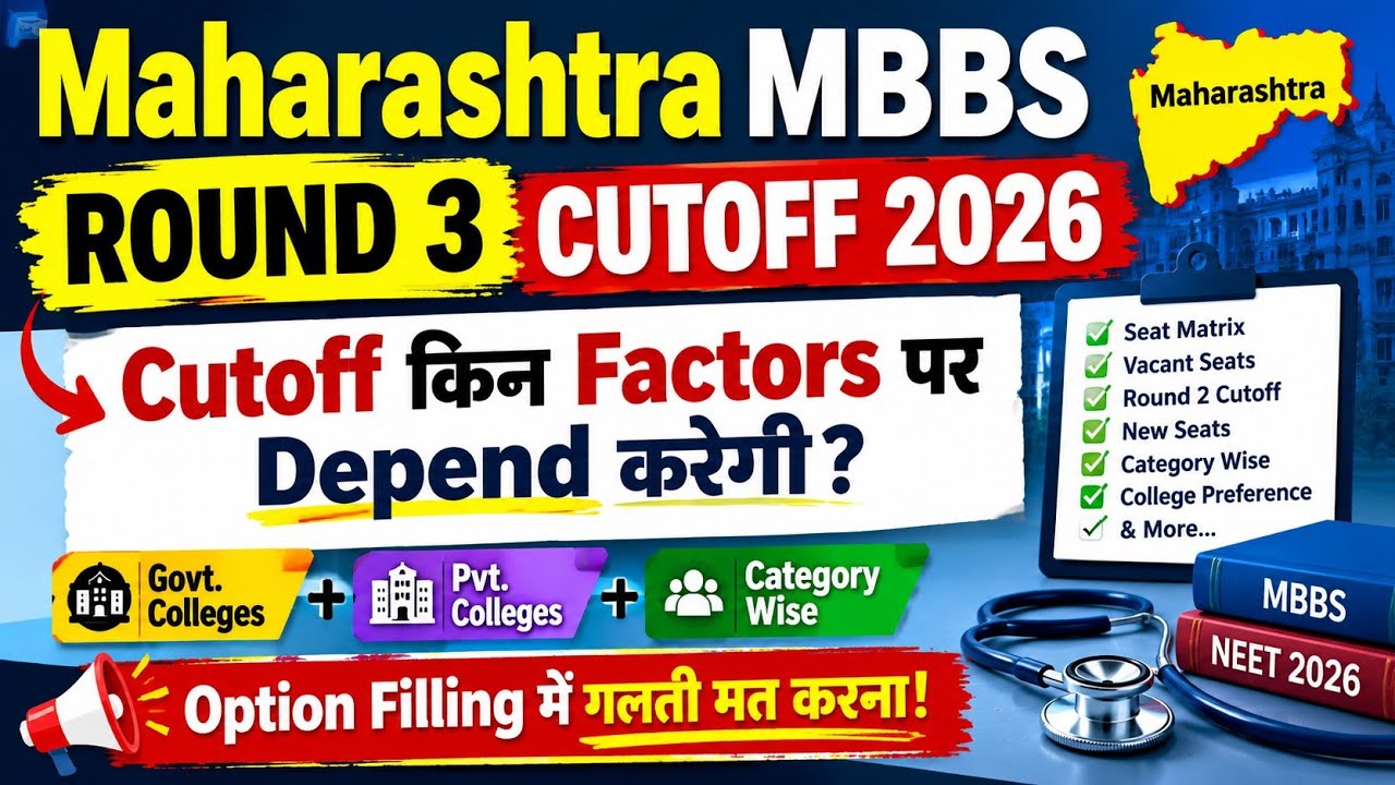 Maharashtra MBBS Round 3 Cutoff 2026 🔥 | Cutoff किन Factors पर Depend करेगी?