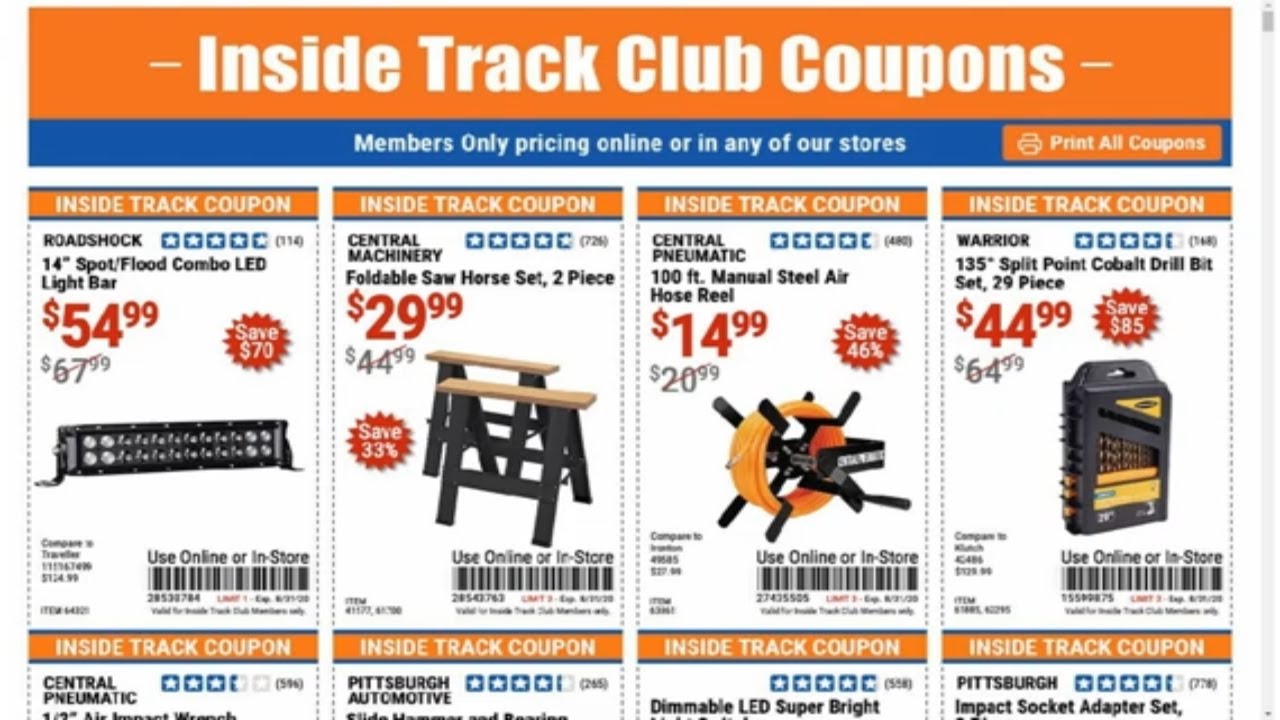 The Latest Harbor Freight Inside Track Club Coupons!