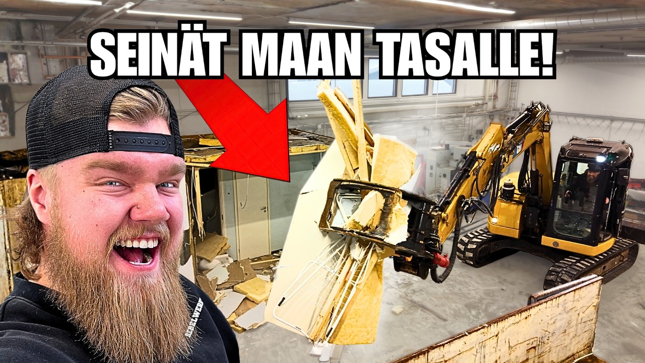 TÄMÄ PILASI KOKO HALLIN – SEINÄT KAIVURILLA MAAN TASALLE