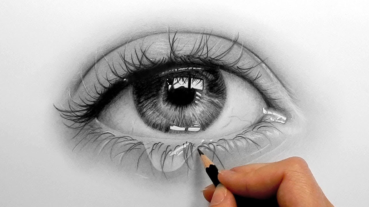 Timelapse | Drawing, shading a realistic eye and teardrop with graphite pencils | Emmy Kalia