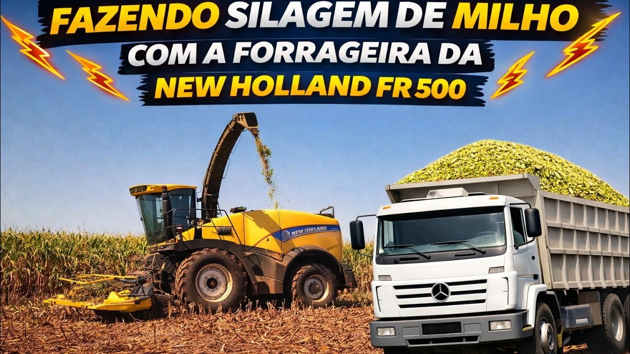 Sextou com s de silagem de milho no vizinho com a forrageira da New Holland fr 500 5 caçamba 