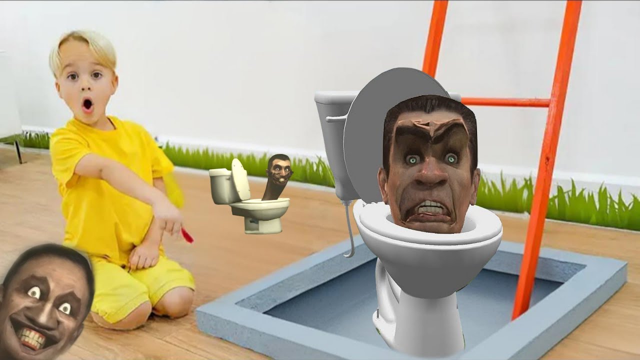 Chris and Niki Painting Into Real Toys Challenge with skibidi toilet | funny logo effect 