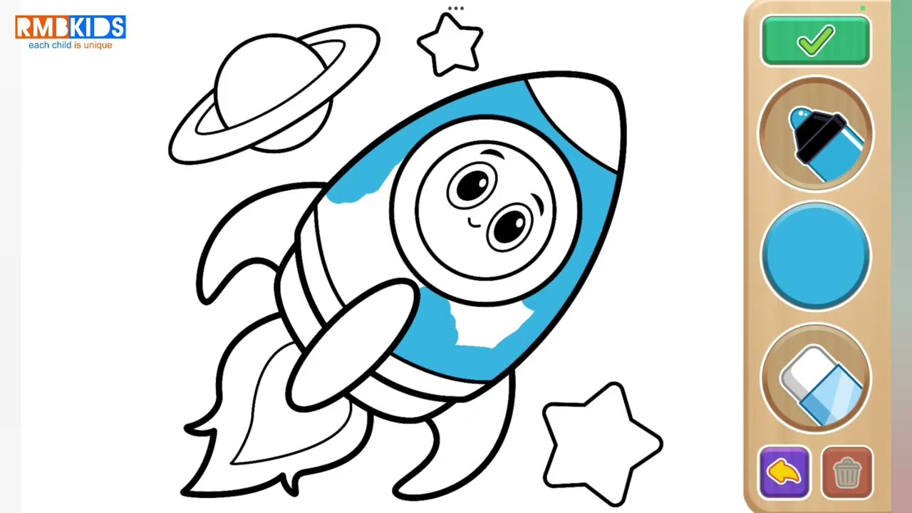 Drawing and Coloring a Space Rocket 🚀 🎨 Learn Colors & Kids Songs | @RmbKids  