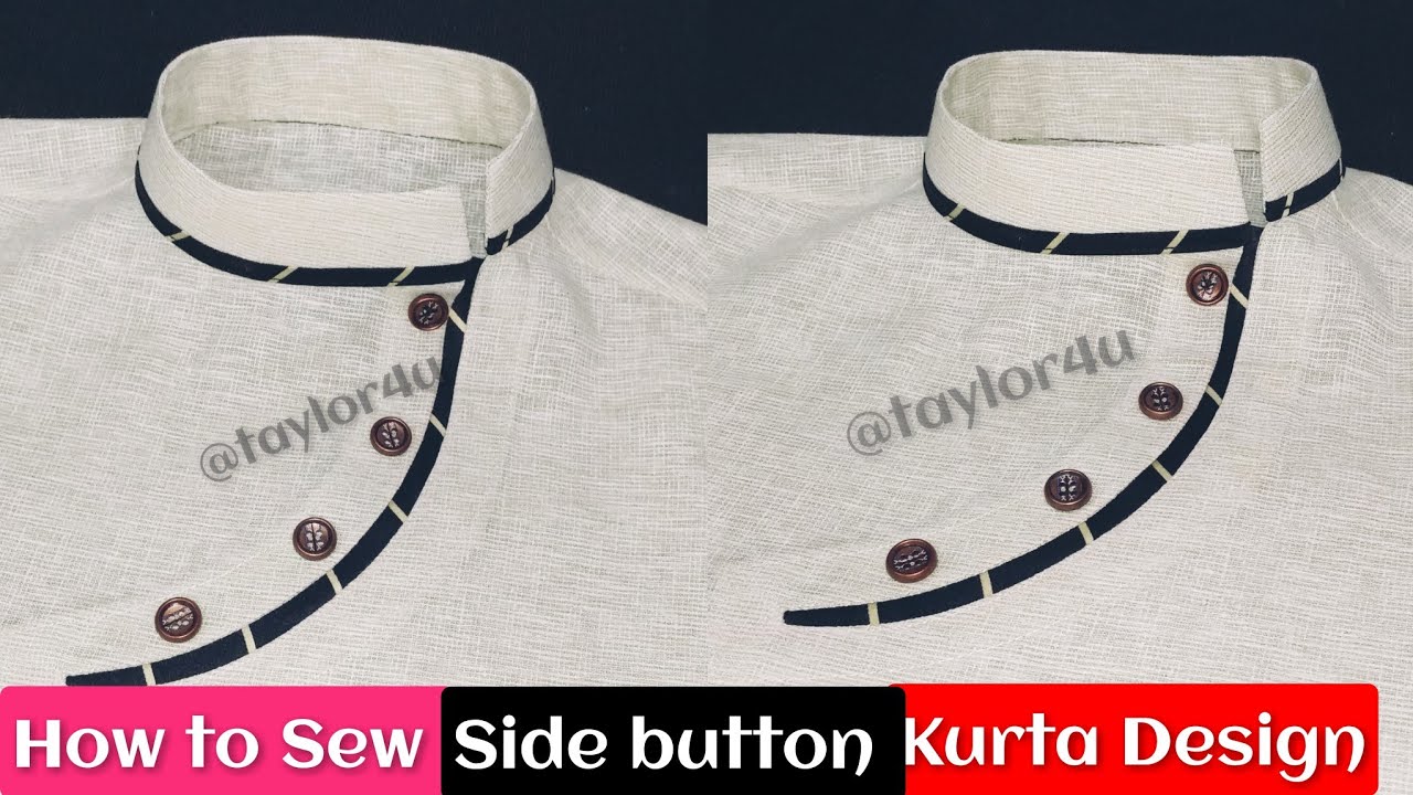 2021 Designer Side button Kurta | How to sew round button Patti kurta design