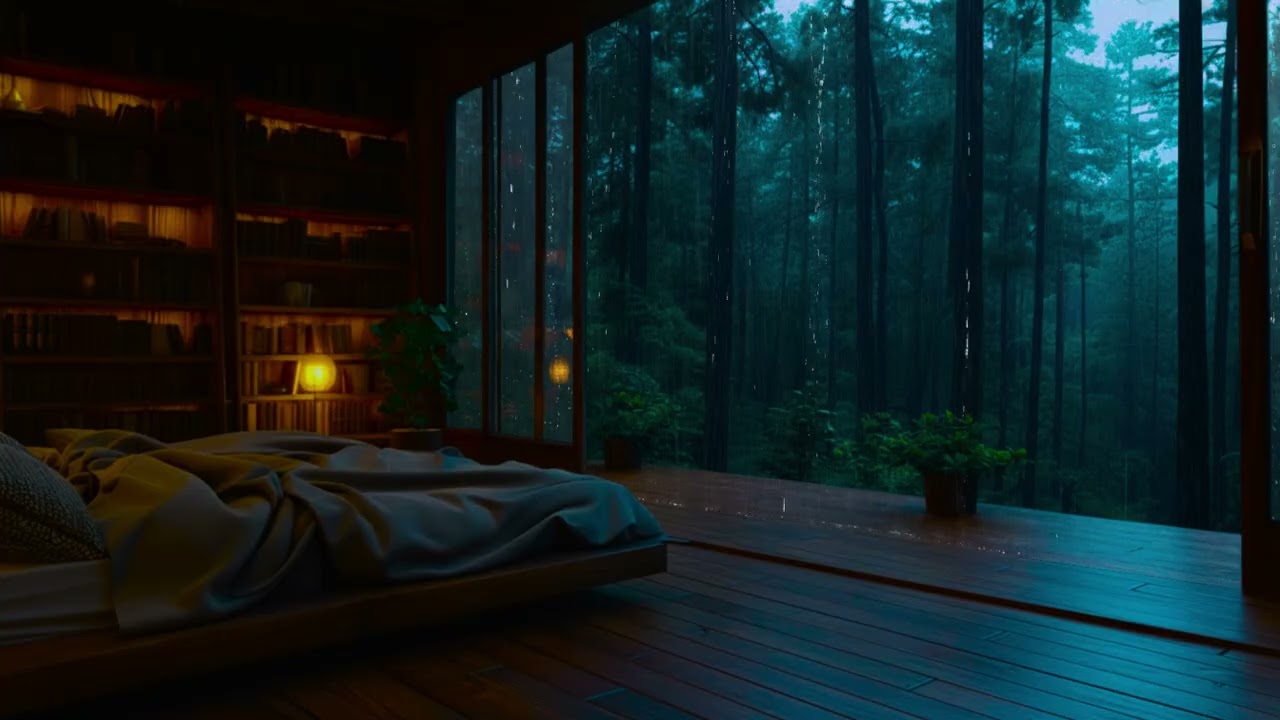 Gentle Rainfall in a Forest Bedroom 🌧 Tranquil Night Ambience for Deep Sleep