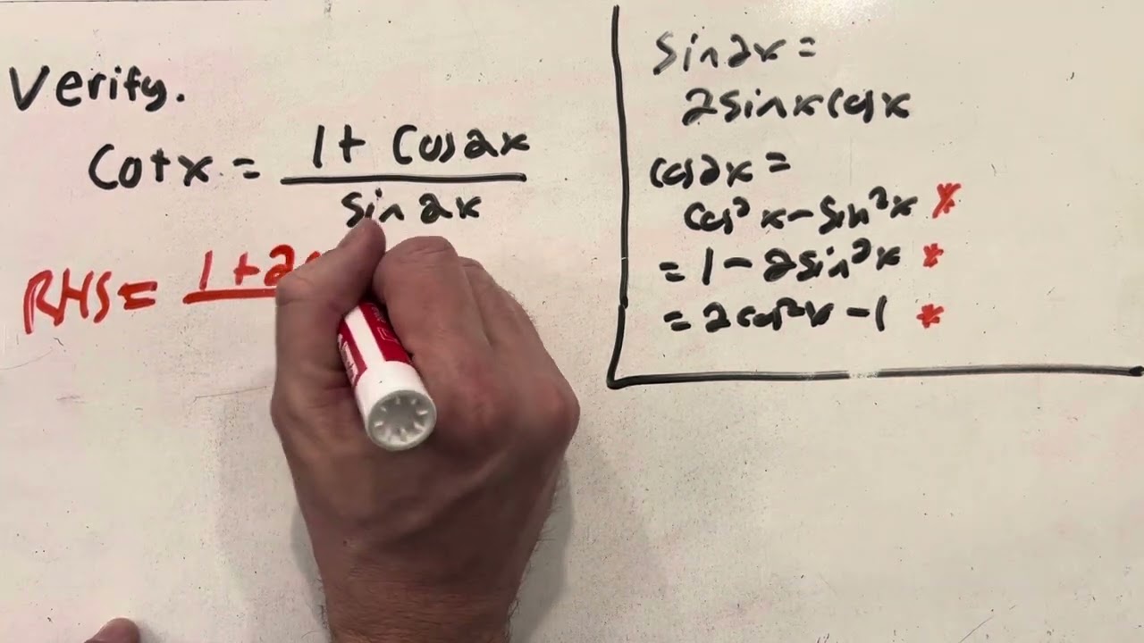 Verifying an identity with double angle formulas