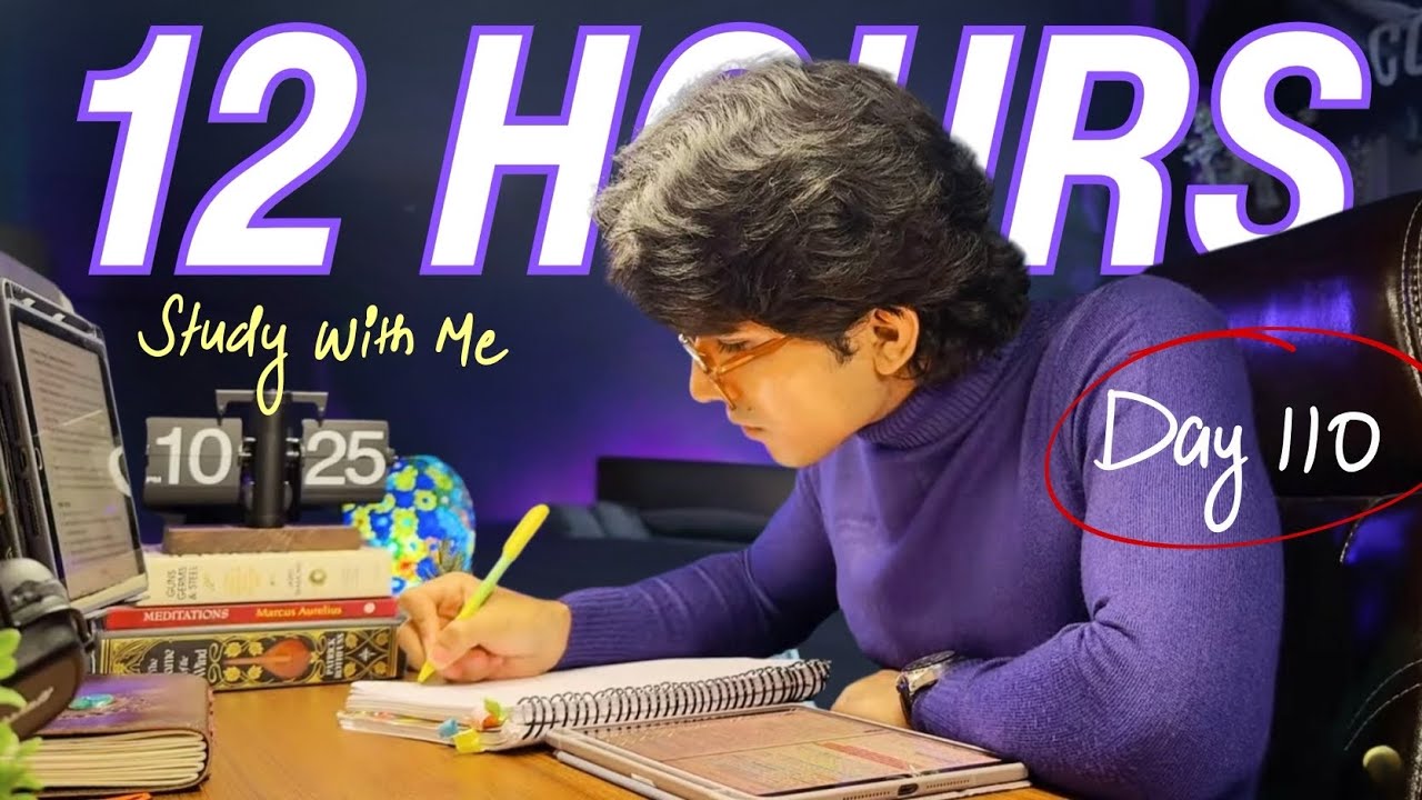 12 HOURS LIVE🔴 STUDY WITH ME 📚 (DAY- 110/300) Pomodoro 90/10