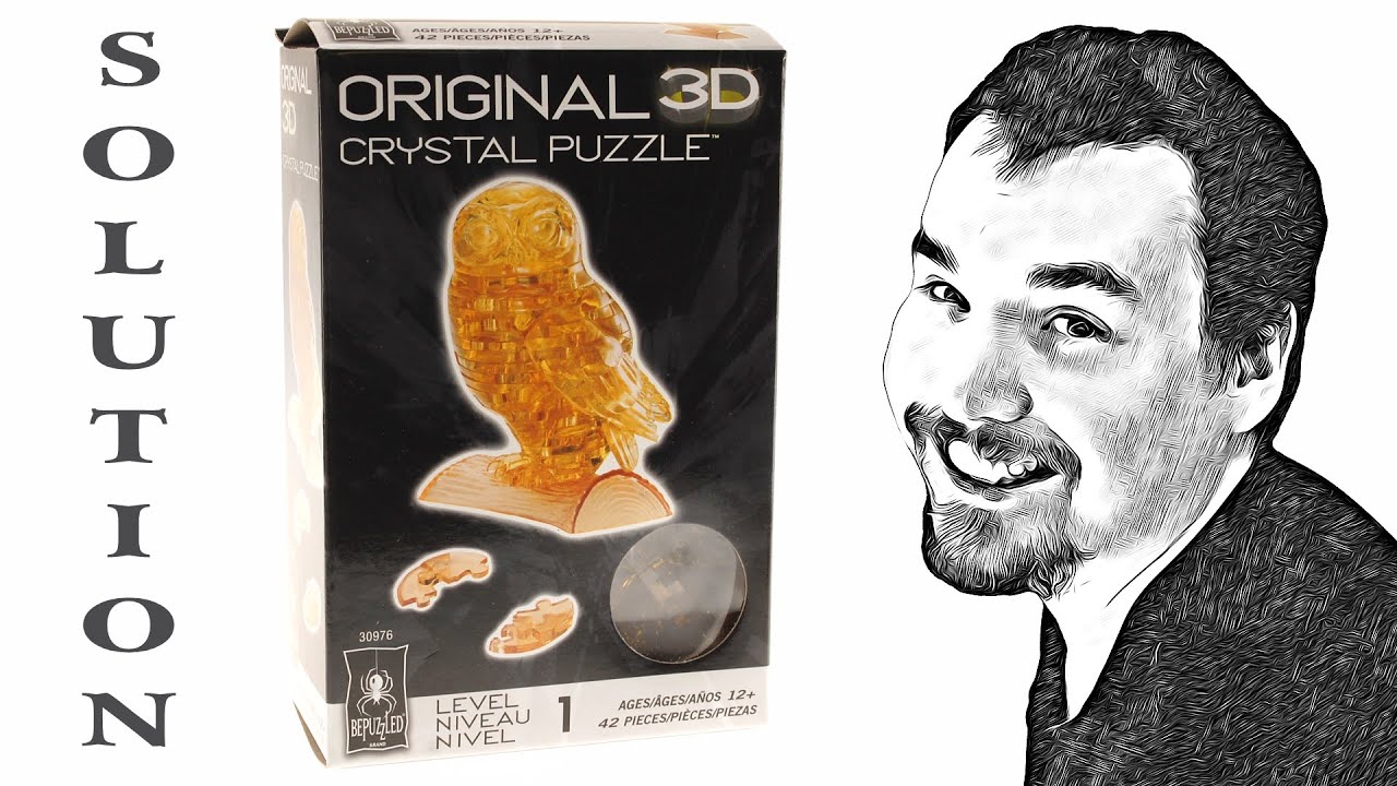 3D Crystal Owl Puzzle from BePuzzled - Solution