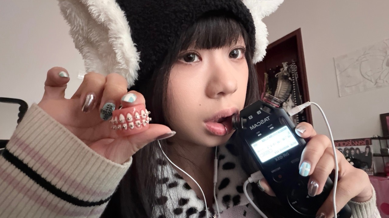 ASMR TASCAM Teeth Triggers | mic biting, teeth tapping, gum chewing, spoolie, more