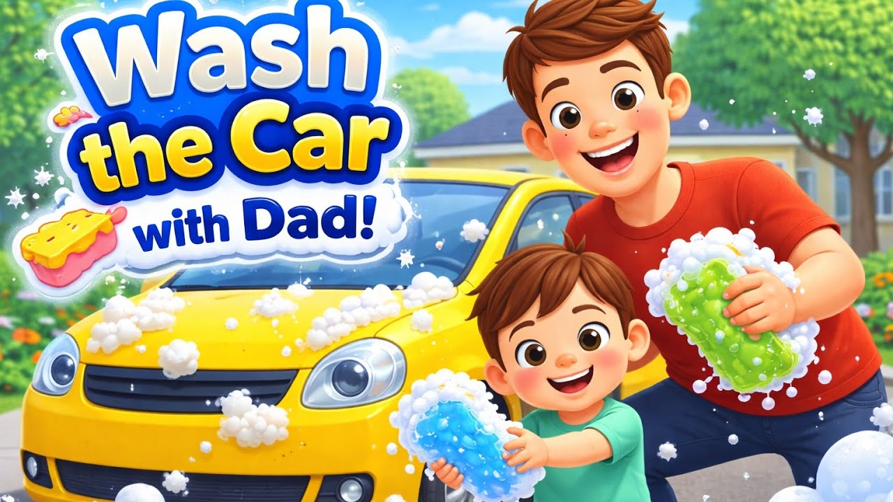 Wash the Car with Dad | Fun Car Wash Song for Toddlers 🚗🧽