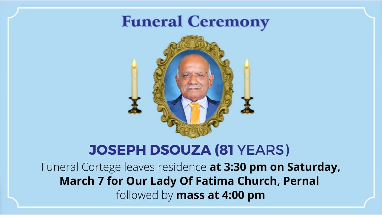 Funeral Ceremony of JOSEPH DSOUZA (81 years) | Our Lady of Fatima Church, Pernal