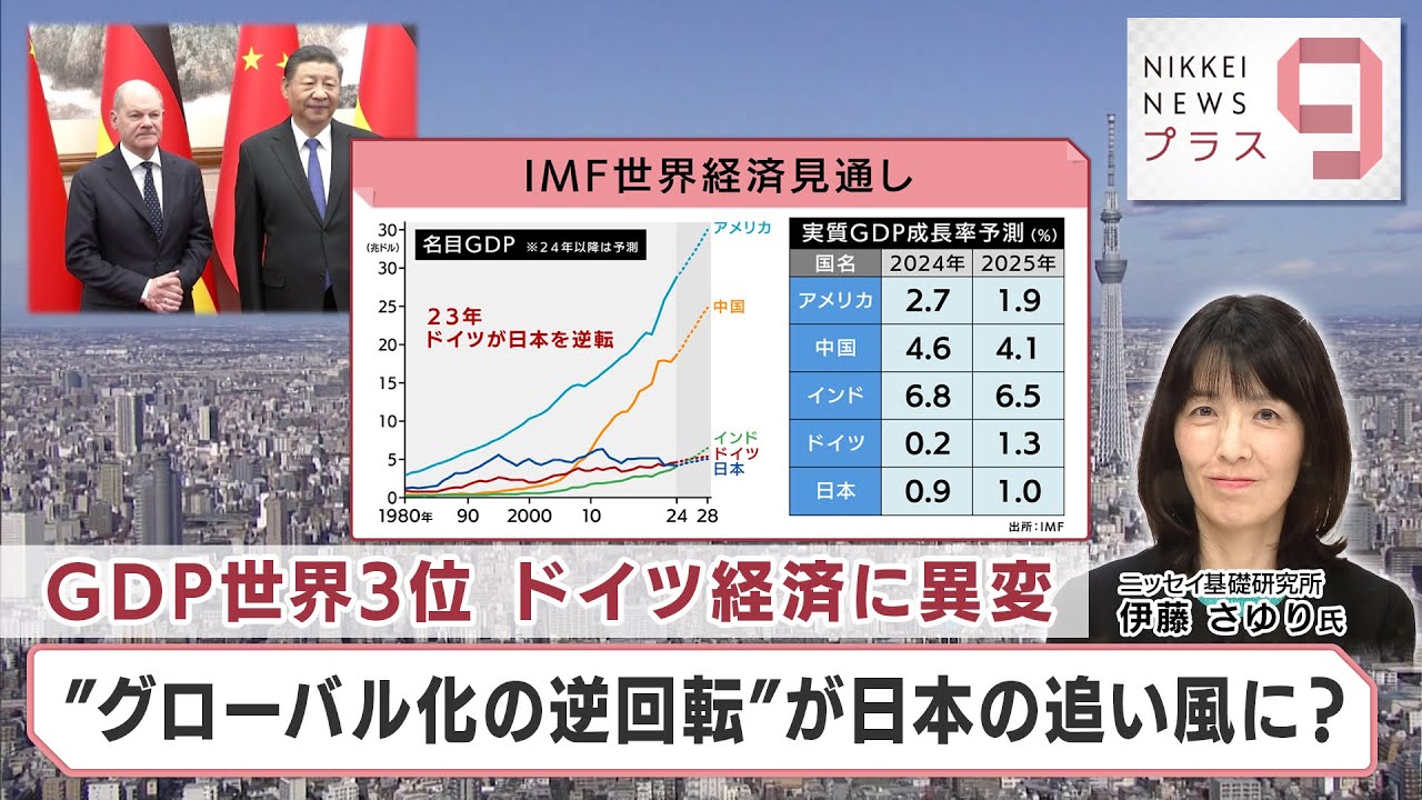 GDP世界3位 ドイツ経済に異変 “グローバル化の逆回転”が日本の追い風に？【日経プラス９】（2024年5月16日）