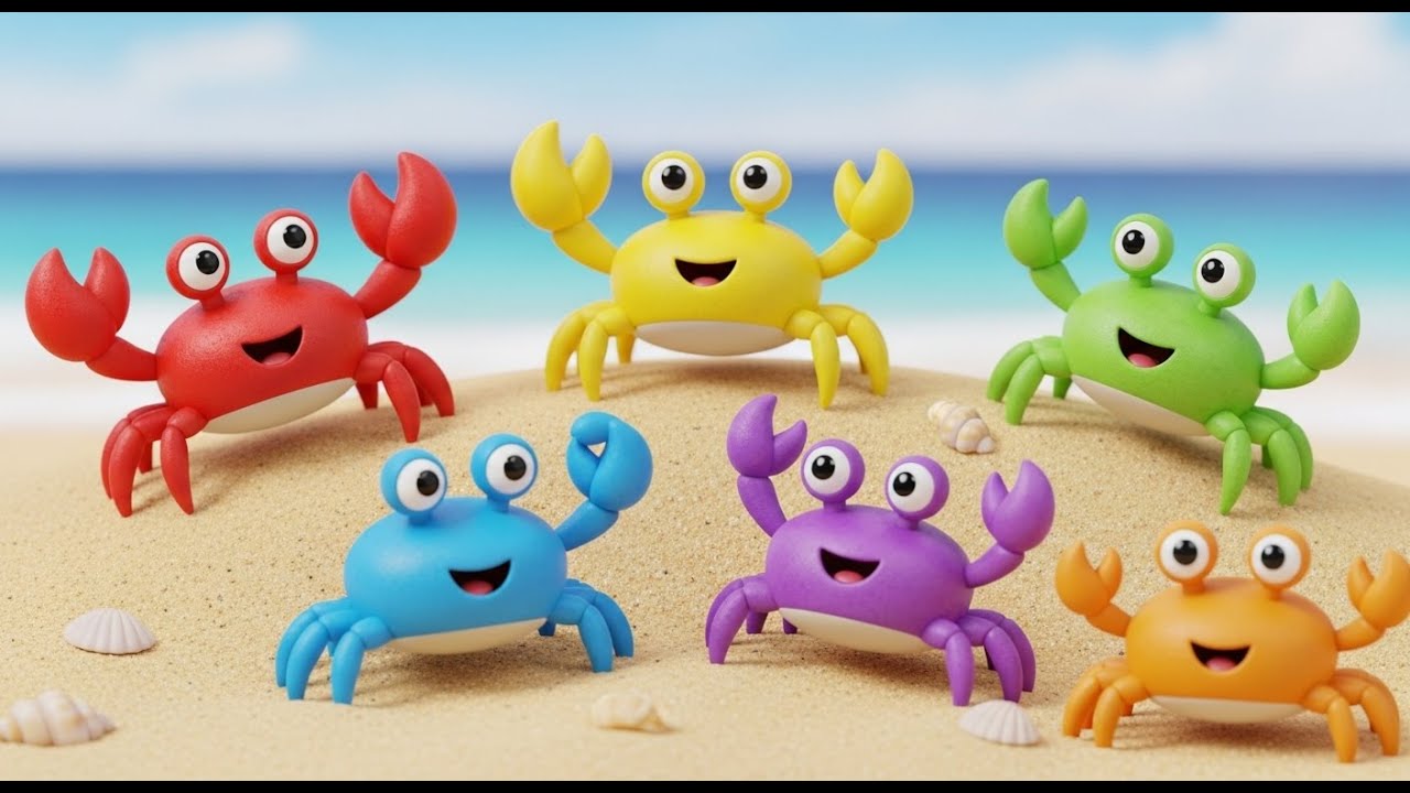 Six Little Toy Crabs Pinch, Pinch, Pinch | Beach & Ocean Play Song