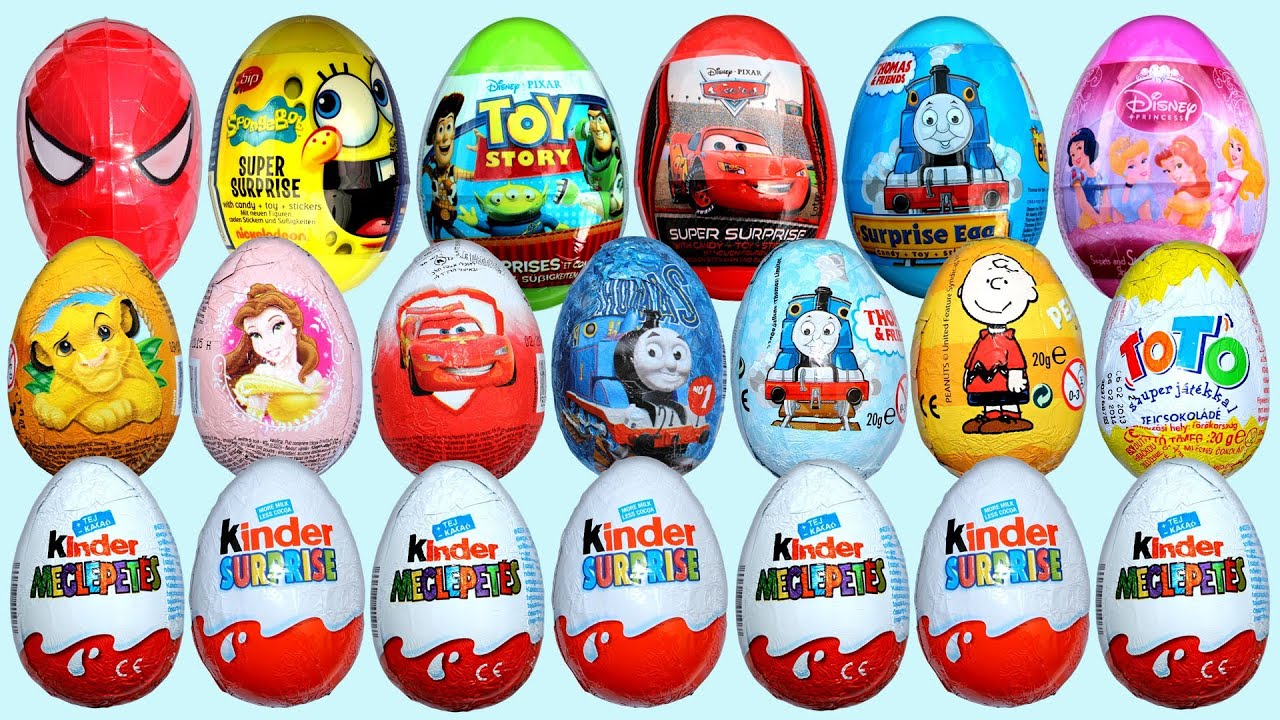 20 Surprise Eggs 7 Kinder Surprise Disney Pixar Cars 2 Thomas Spongebob