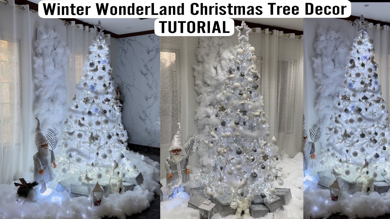 عملت winter wonderland لكريسماس السنة دي! اشيك شجرة ميلاد كلها ابيض في ابيض و ثلج على الارض