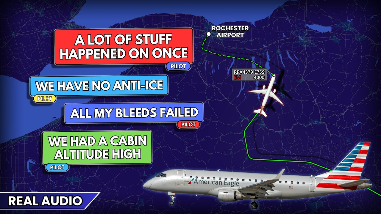 Multiple failures in flight and rapid descent. Pilots face extremely difficult situation. Real ATC