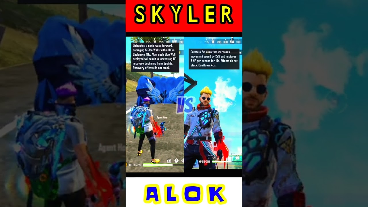 SKYLER🔥 vs ALOK😱 #shorts #characterbattle