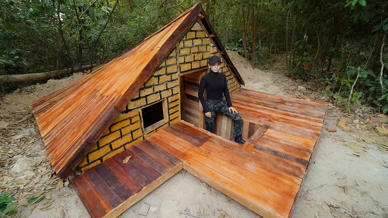 Building Survival Underground Brick Bushcraft Shelter
