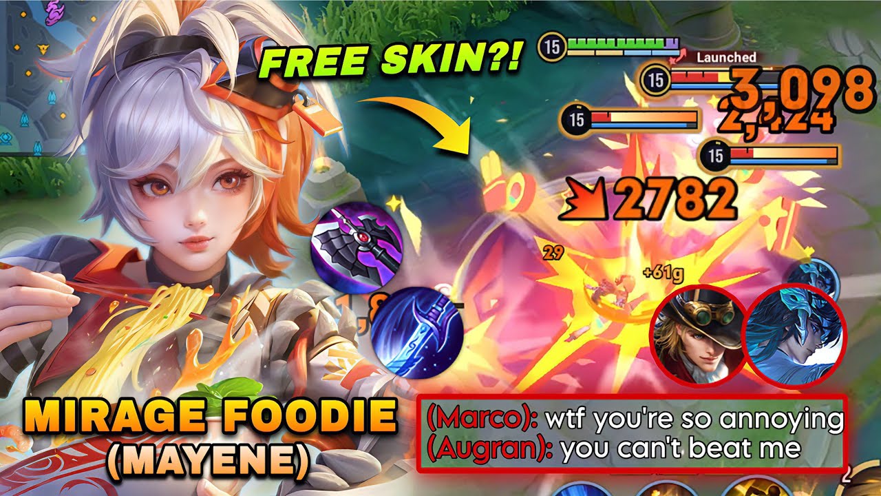 FREE SKIN! MAYENE MIRAGE FOODIE SKIN FULL GAMEPLAY IN SOLO HIGHRANK! | MAYENE BEST BUILD & ARCANA